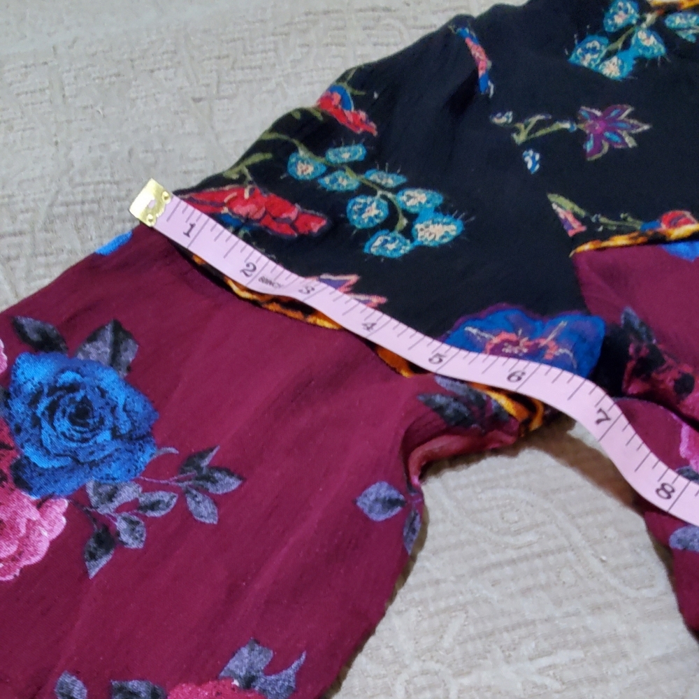 Calessa Mixed Floral and Leopard Print Peplum Top - Multicolor - Picture 7 of 12